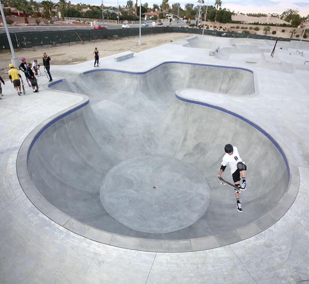 Skateboarder at La Quinta X Park.